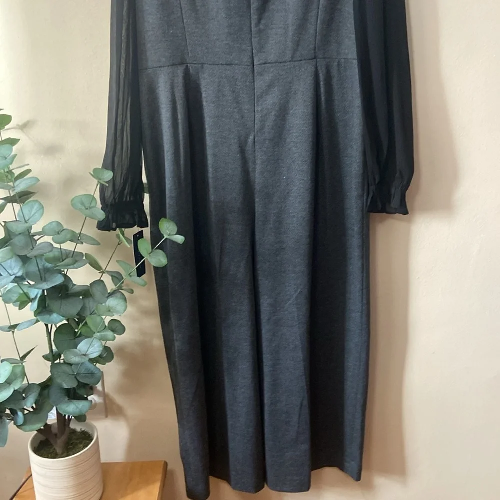 New Dark Grey Tommy Hilfiger wide leg Pant Jumpsuit Women's 16 Plus Sheer Casual